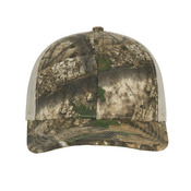 Structured Camo Trucker With Solid Mesh Back Hat